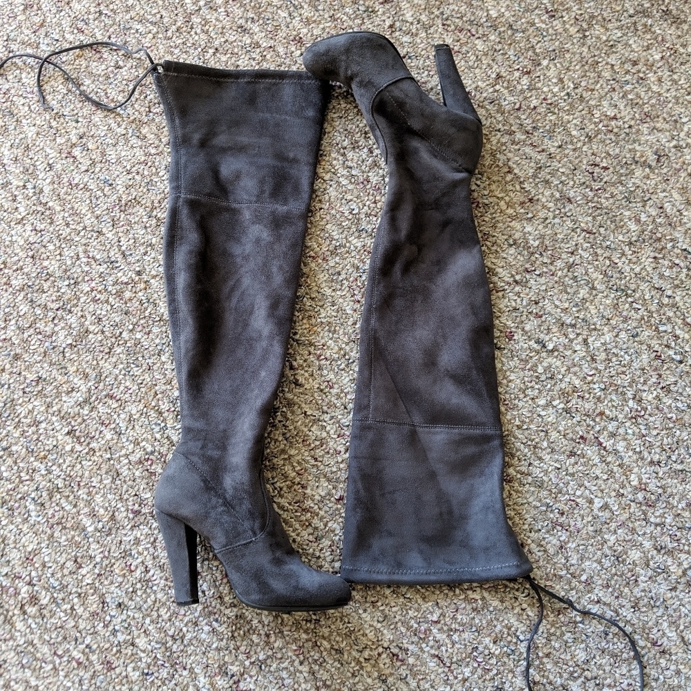 Gray Over the Knee Boots